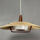 Large Mid-Century Teak and Sisal Cord Hanging Pendant by Temde Leuchten,60s