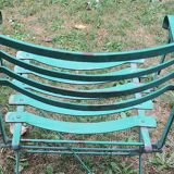 Pair of mid century distressed painted iron garden chairs