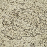 Handwoven vintage anatolian beige carpet 198 cm x 316 cm