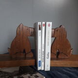 Pair of bookends zoomorphic dog westie scottish terrier varnished wood / Art Deco