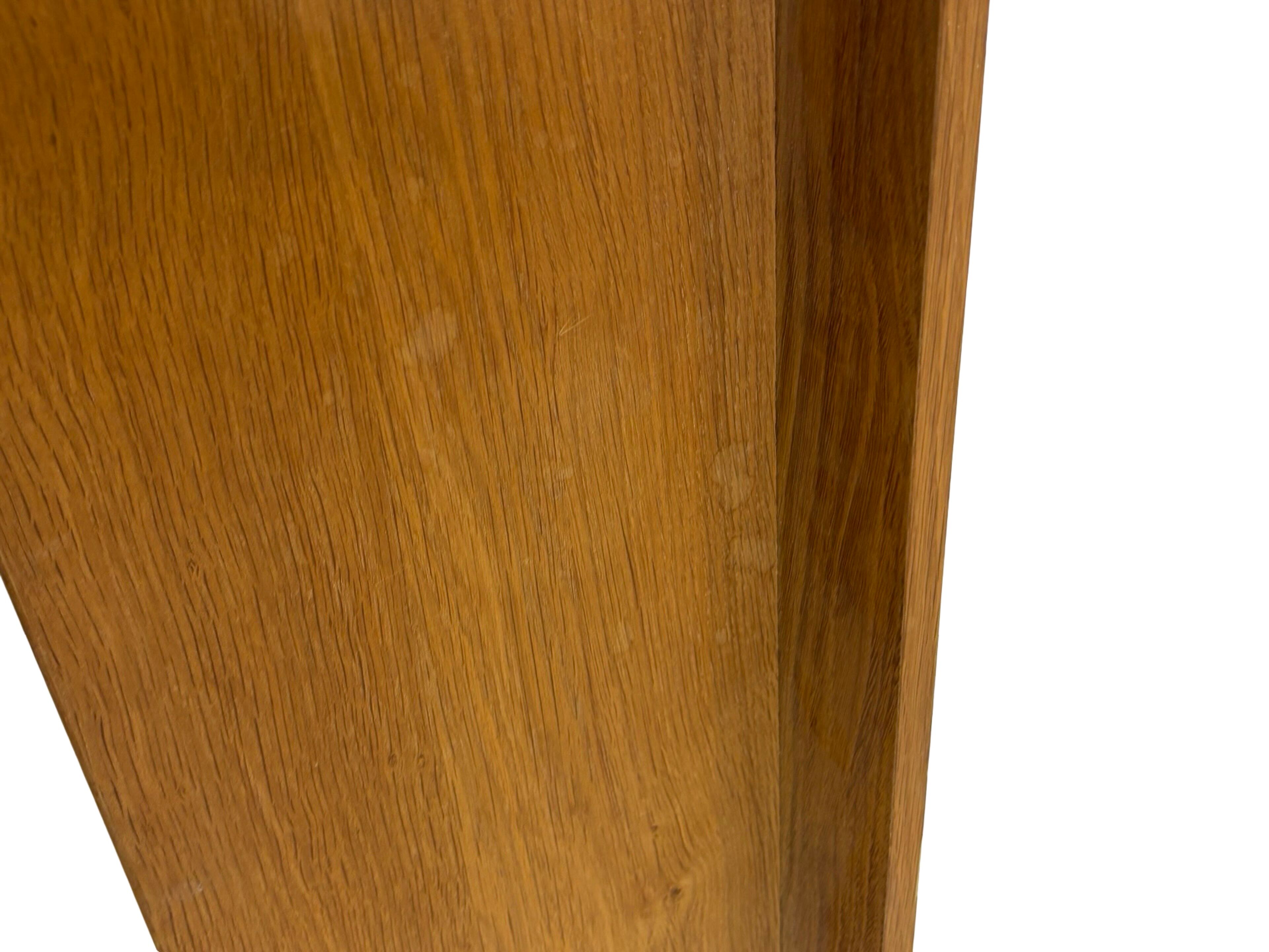Vintage oak wall rack book shelf wood minimalist 80's design.