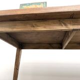 Beech farmhouse table, tapered legs, France, 1970s