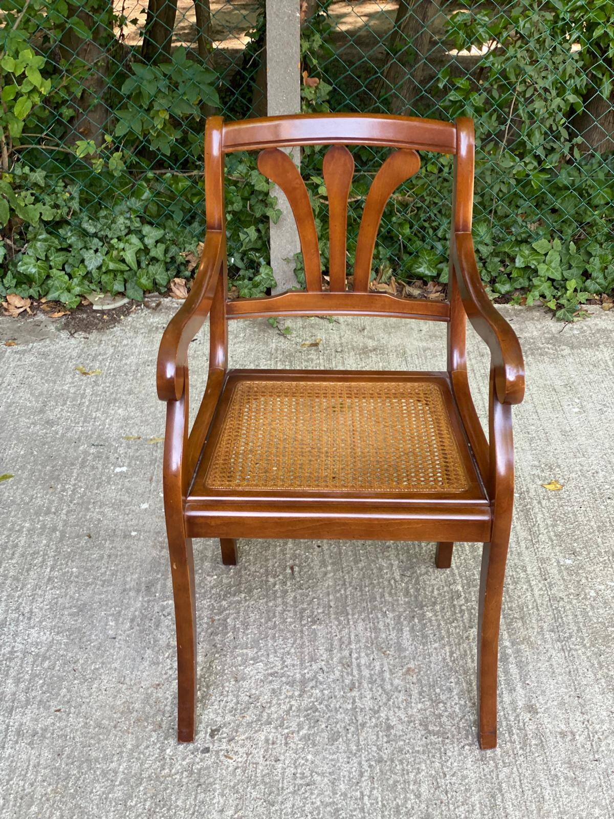 Regency office chair in solid wood and Louis Philippe canework