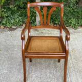 Regency office chair in solid wood and Louis Philippe canework