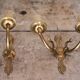 Pair of Empire style bronze wall lights, bronze wall light with palmette and swan neck.