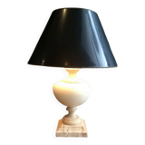 Ceramic lamp on a travertine base