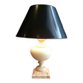 Ceramic lamp on a travertine base