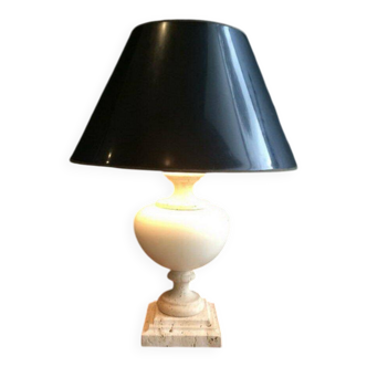 Lampe en céramique sur socle en travertin