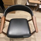 Danish office chair in teak and black vinyl, model 213