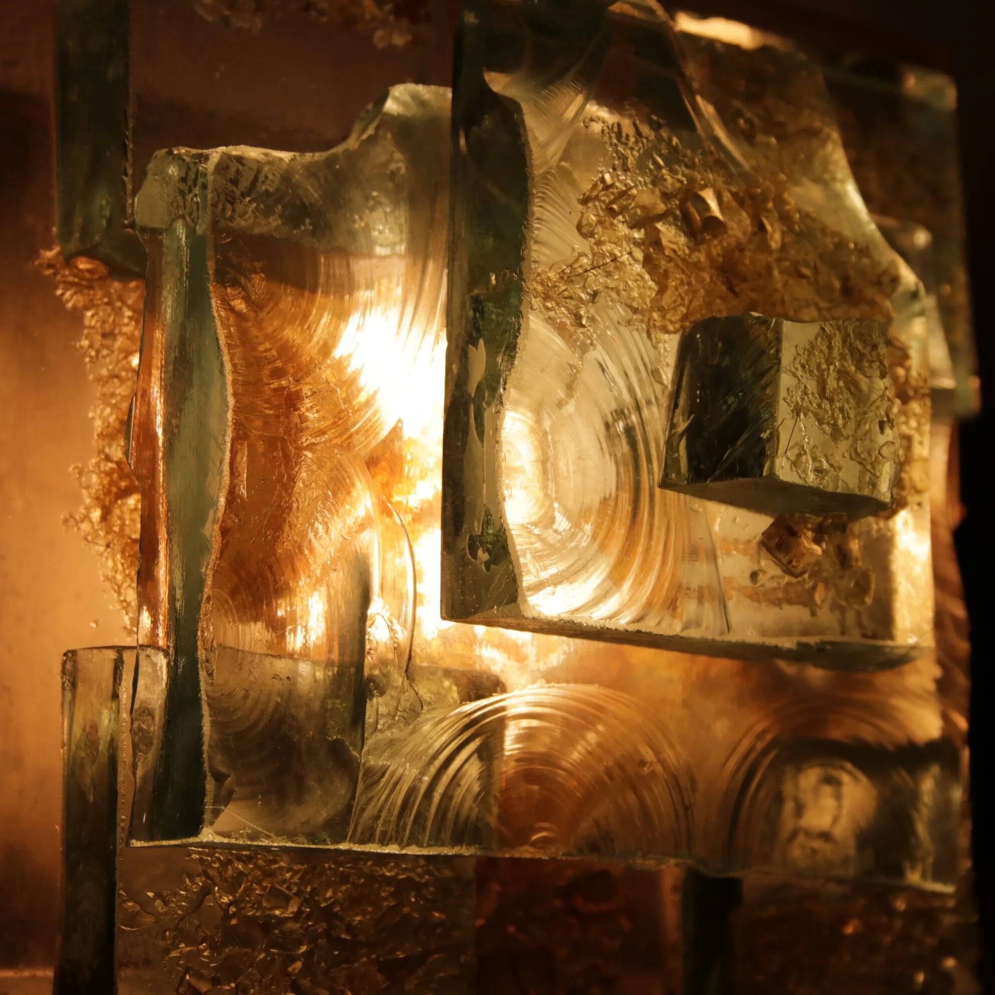 Applique murale des années 1960 en verre épais, de la marque Cosack, Allemagne.