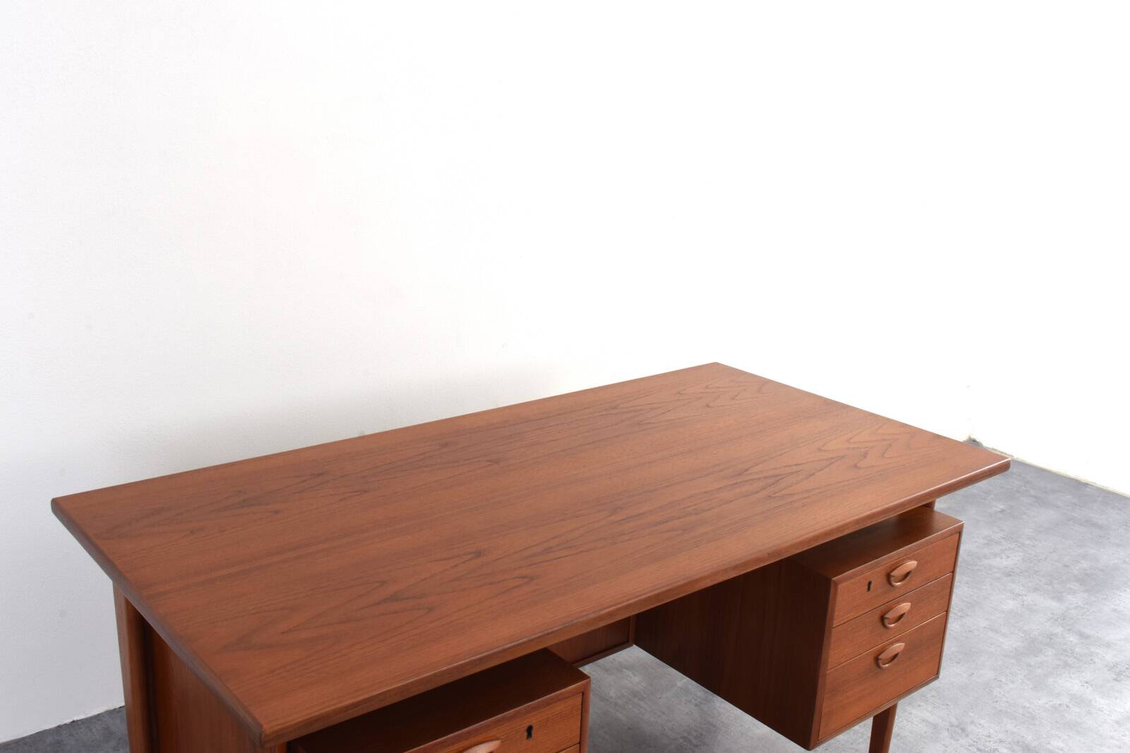 Mid-Century Danish Teak Executive Desk by Kai Kristiansen for FM Møbler