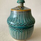 Small butter pot Jobbana Morocco Fez 19th century with centipede and geometric decorations