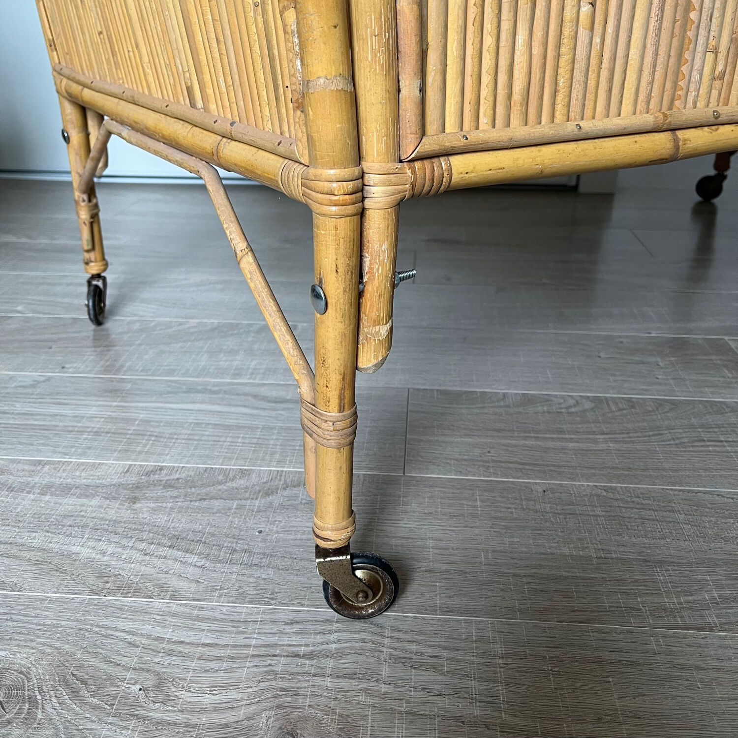 Vintage rattan bed for baby child