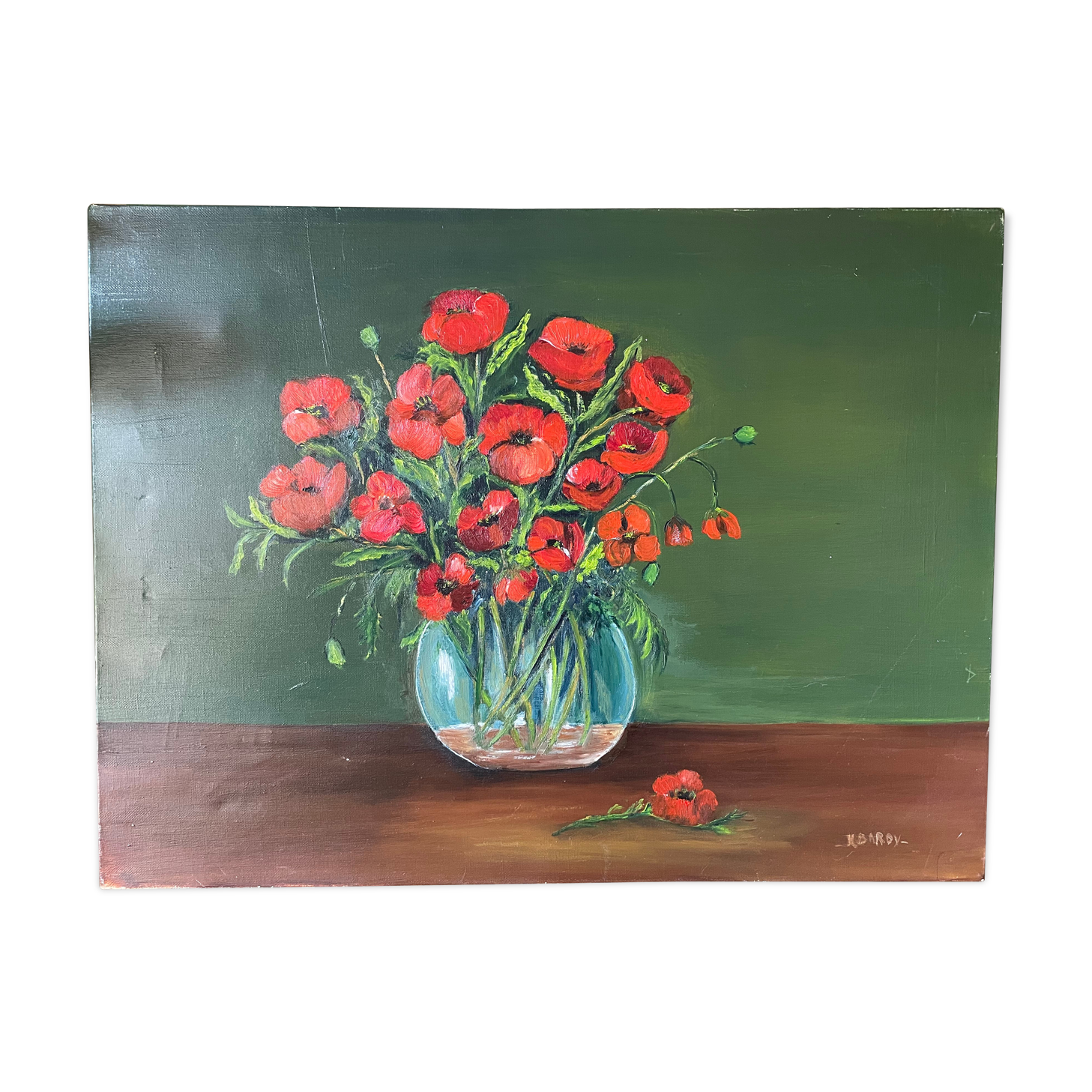 Bouquet de coquelicots huile sur toile