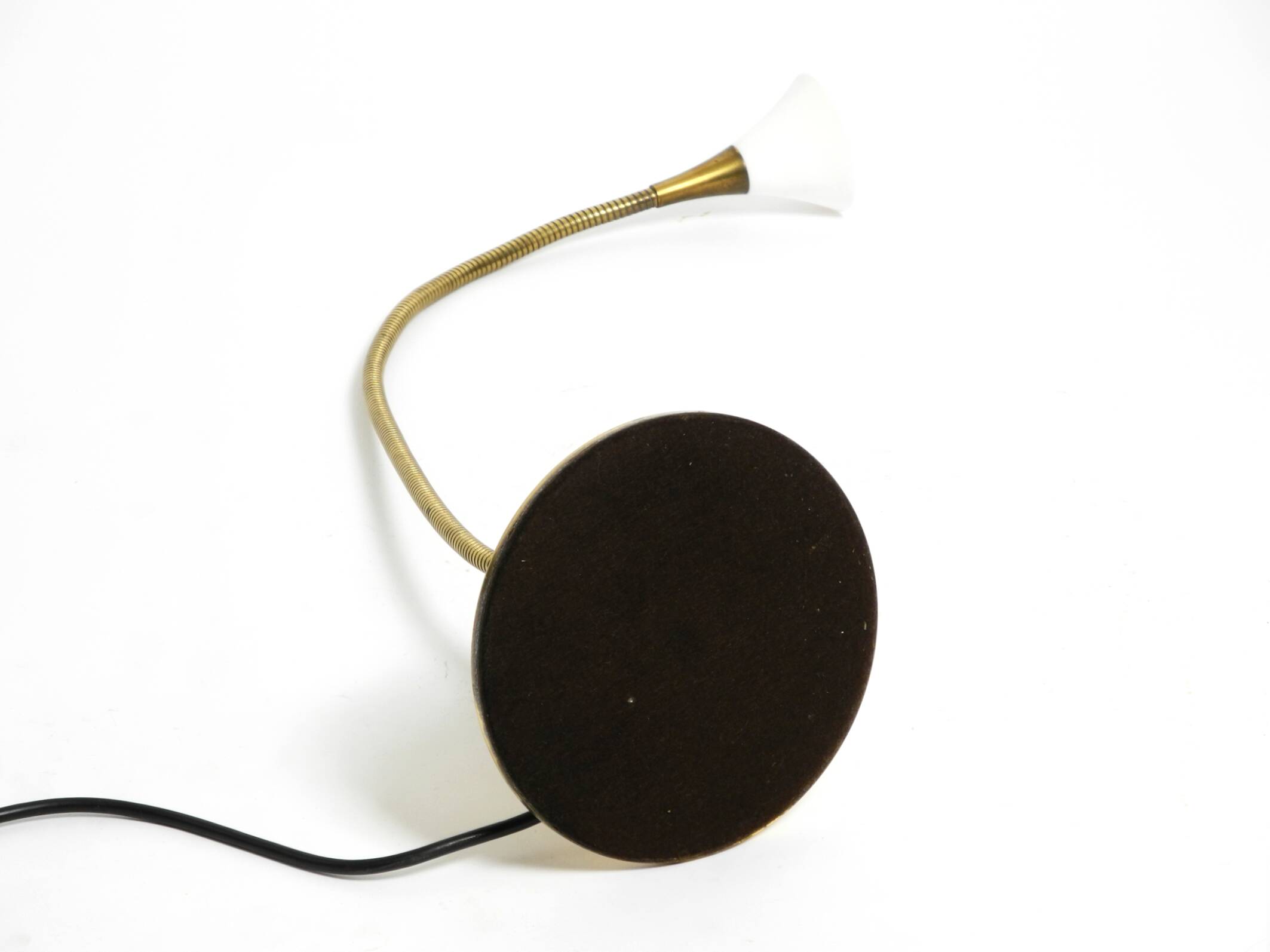 1980s brass halogen table lamp by Florian Schulz model Esa with gooseneck