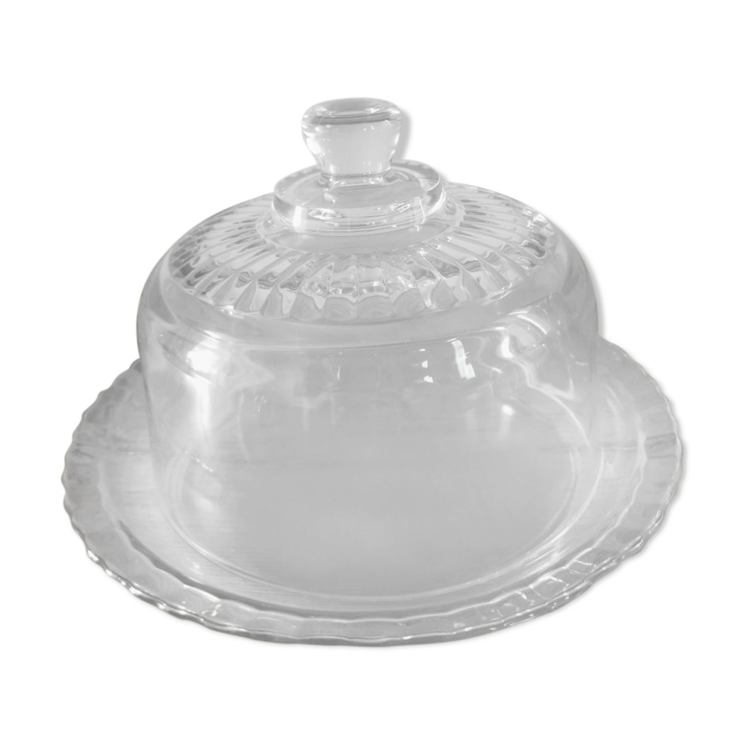 Glass arcopal cake dish with bell