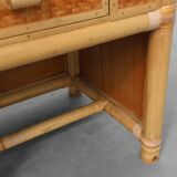 Italian 1970s bamboo and wicker chest of drawers or nightstand