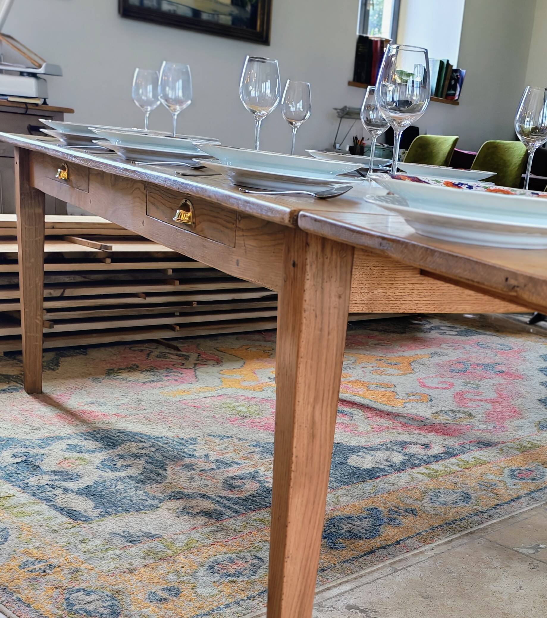 Table de ferme en chêne massif 200x100 avec sa rallonge de 60x100