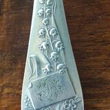 Old silver metal strawberry serving shovel spoon Ercuis goldsmith lily of the valley model
