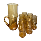 Orangeade service - pitcher and 8 glasses