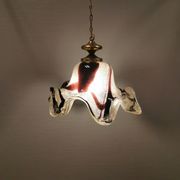 Huge Swedish glass hanging lamp, from Örrefors glassworks with brass top.