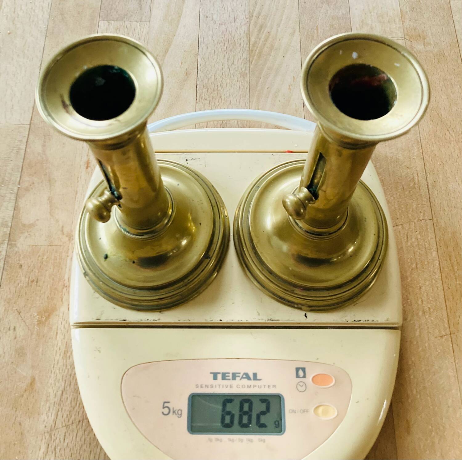 Pair of Louis Philippe candlesticks from the 19th century in solid brass