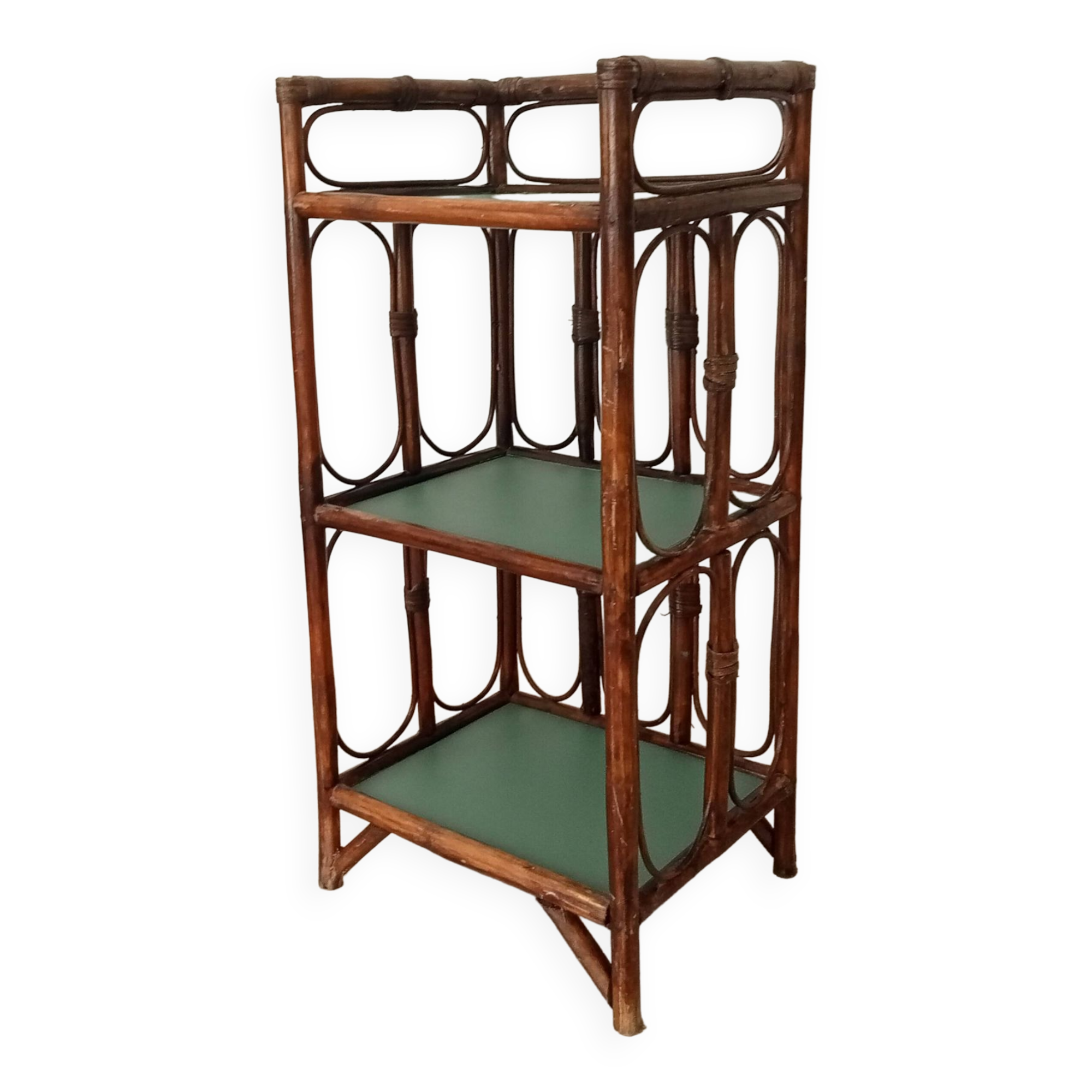 Vintage standing shelf in bamboo and rattan 60s/70s