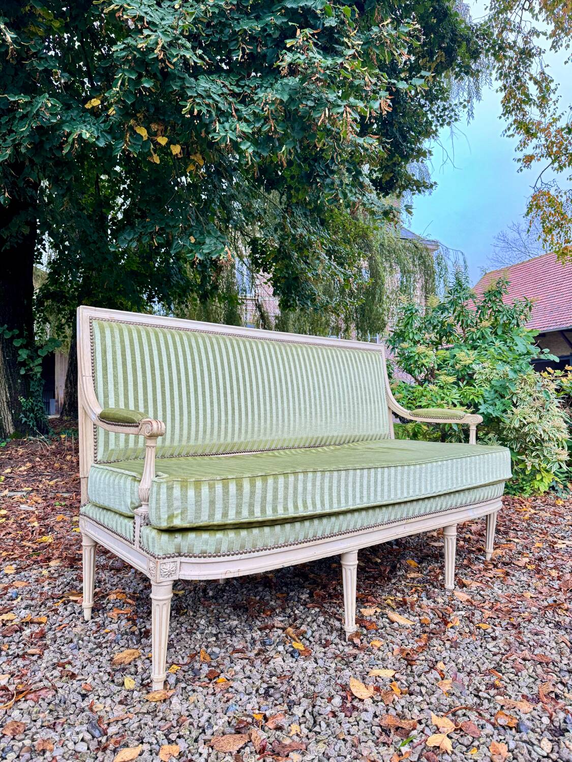 Louis XVI Period Lacquered Wood Bench, 18th Century
