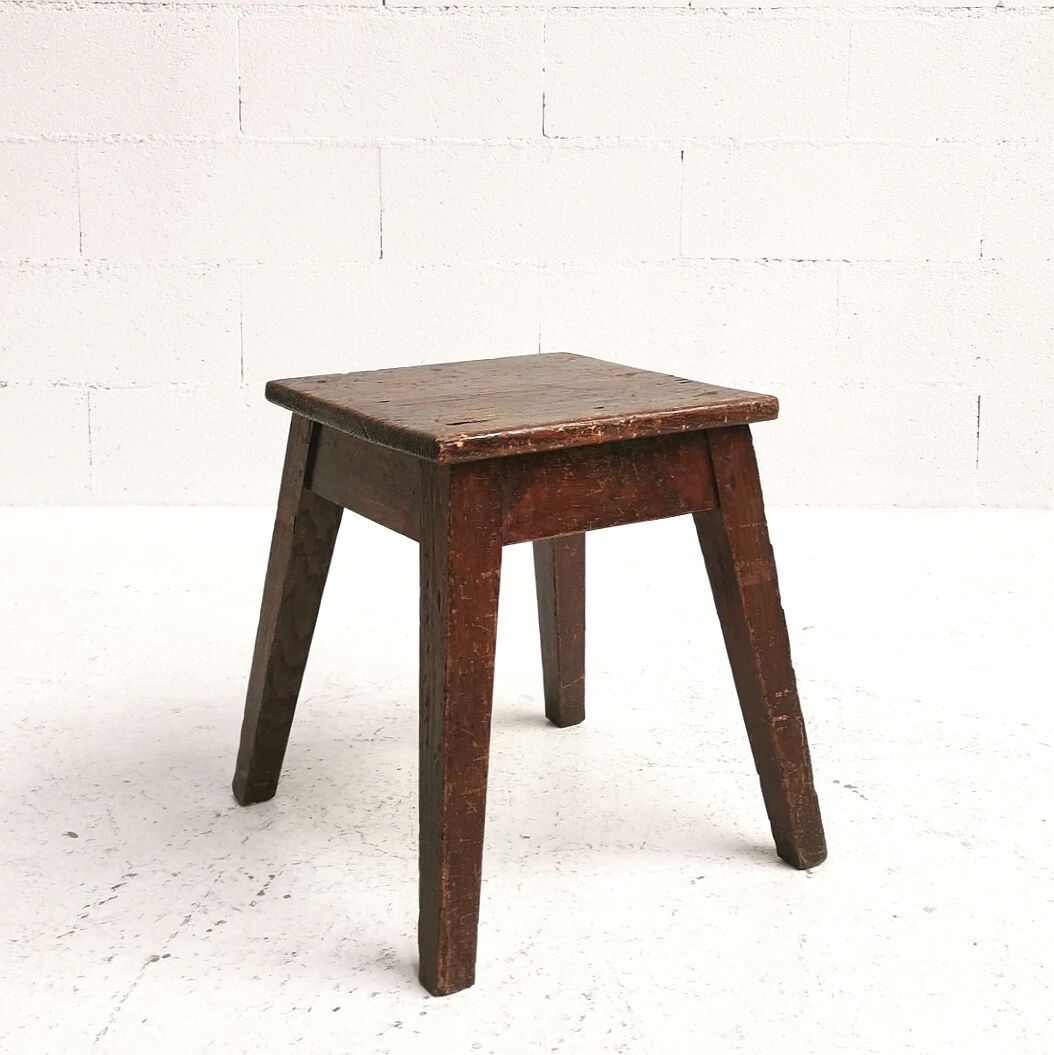 Low pine workshop stool, 1950