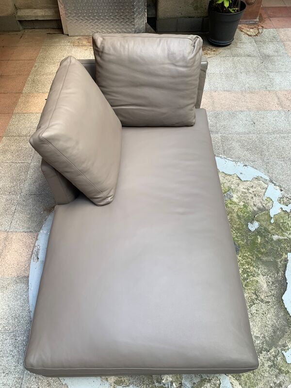 Méridienne en cuir gris Minotti