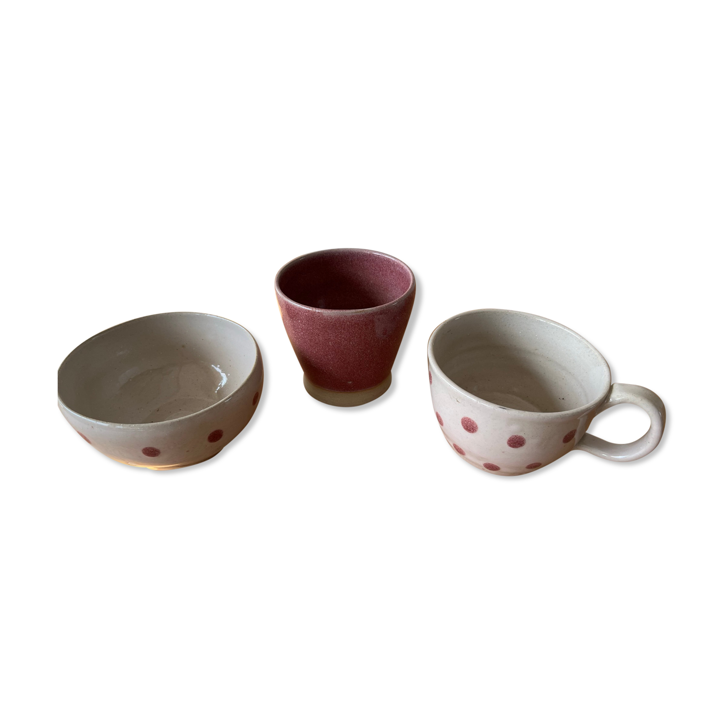 Ceramic bowl, cup and sugar bowl