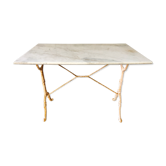 1920s bistro table in cast iron and white Carrara marble