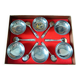 6 stainless steel ice cream cups and spoons, French, stainless steel bowl