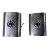 Pair of vintage brushed metal wall lights, 1970s,