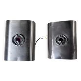 Pair of vintage brushed metal wall lights, 1970s,