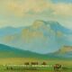 Tableau paysage Mongolie Signé cadre doré
