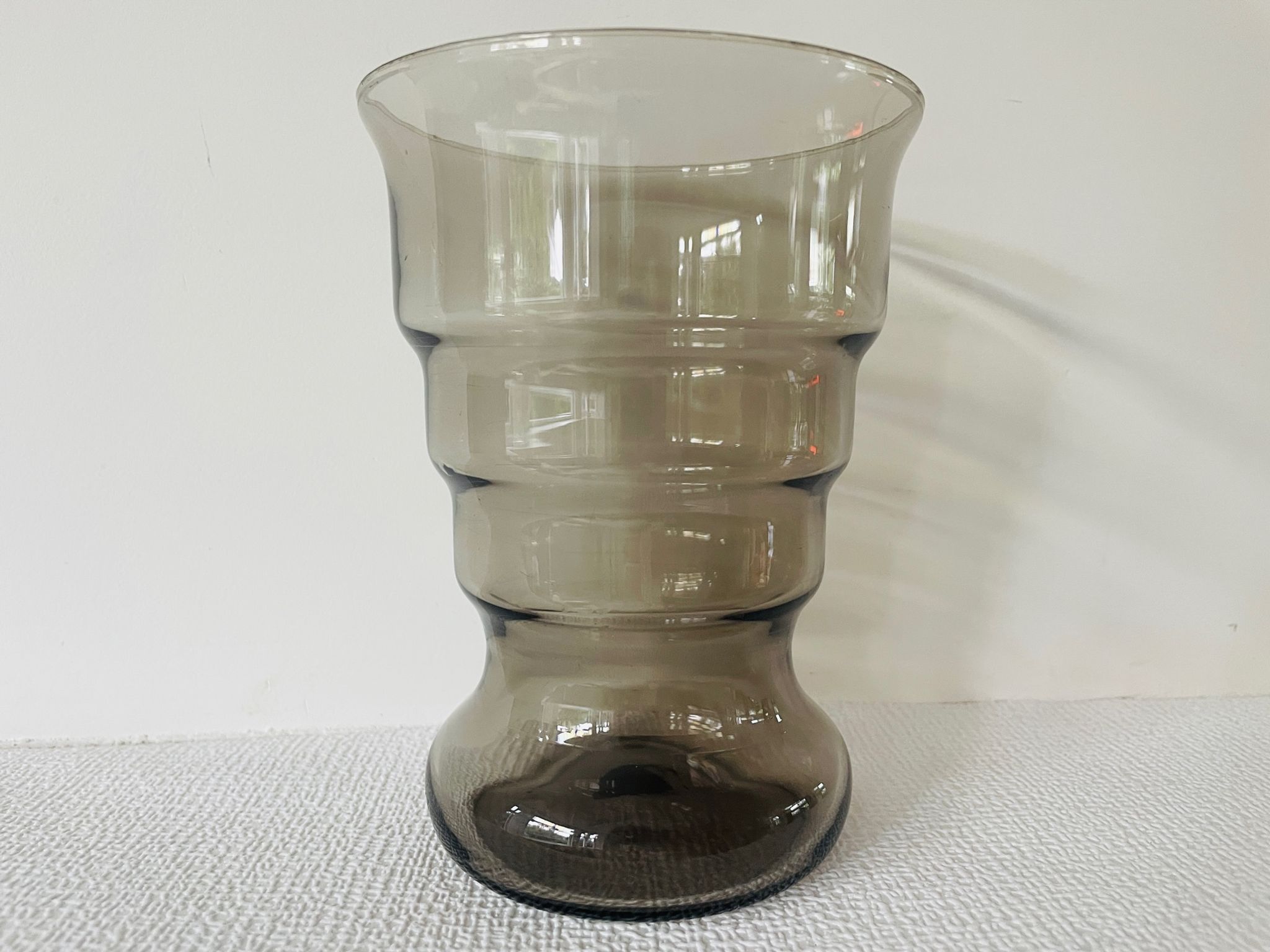 Vintage Leerdam Vase. Glass vase K.P.C. De Bazel. 1920's smoke glass vase Model S.