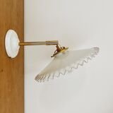 Vintage white opaline lampshade wall light