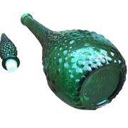 Large green Genie Empoli bubble glass bottle, Italy 1960s