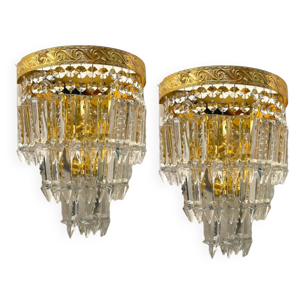 Très grandes appliques en cristal, lot de 2 — Beyit