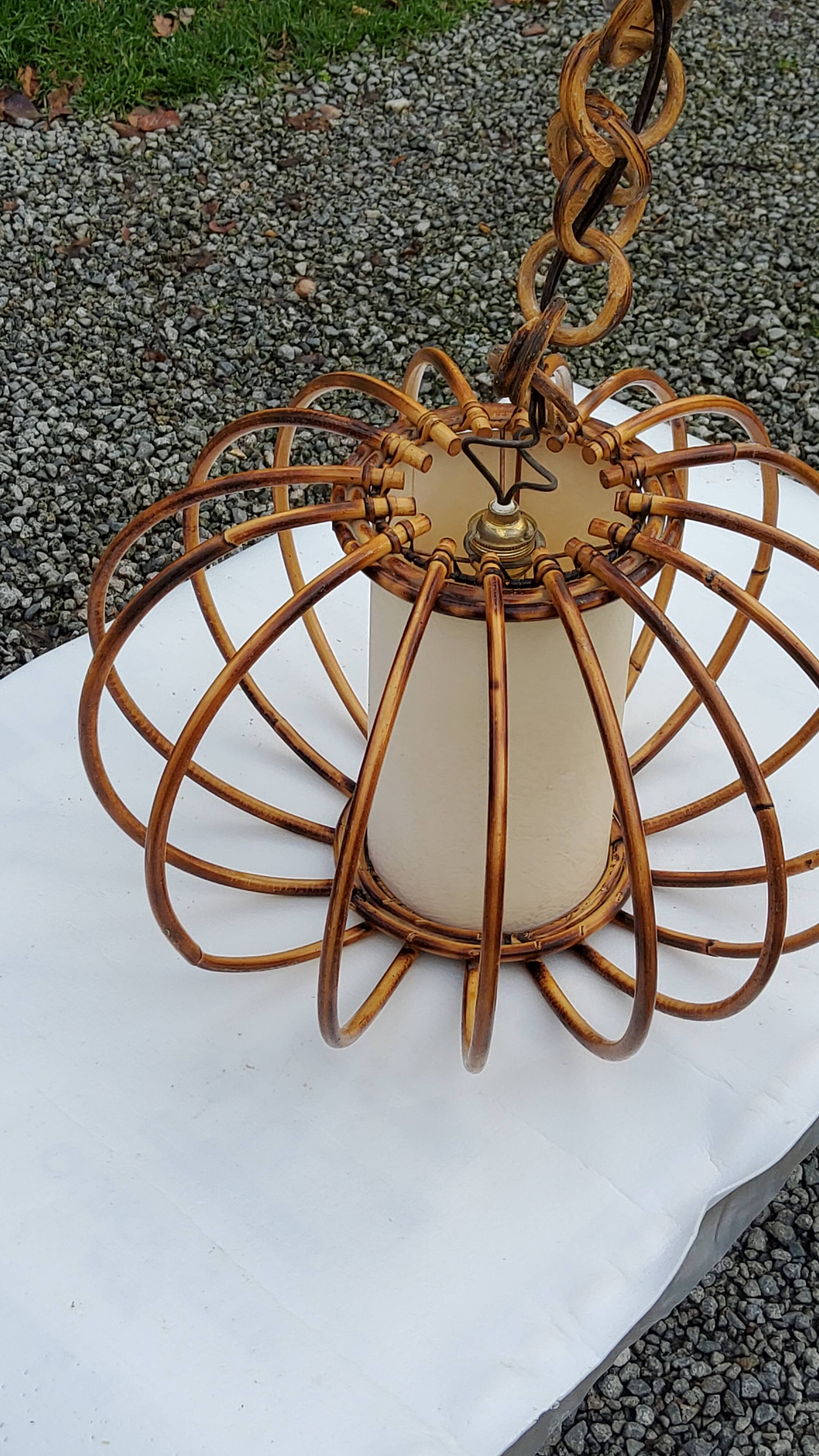 70s rattan pendant light