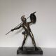 Large statue of Achilles, Greek warrior, marble base, ancient mythology.