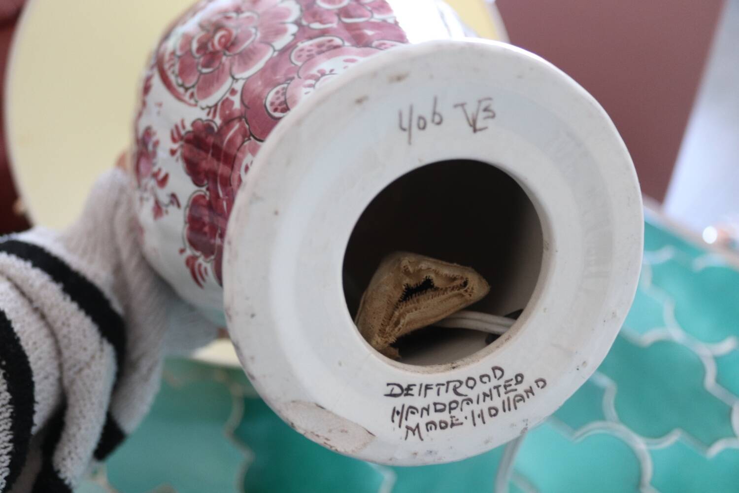 Vintage red holland ceramic lamp