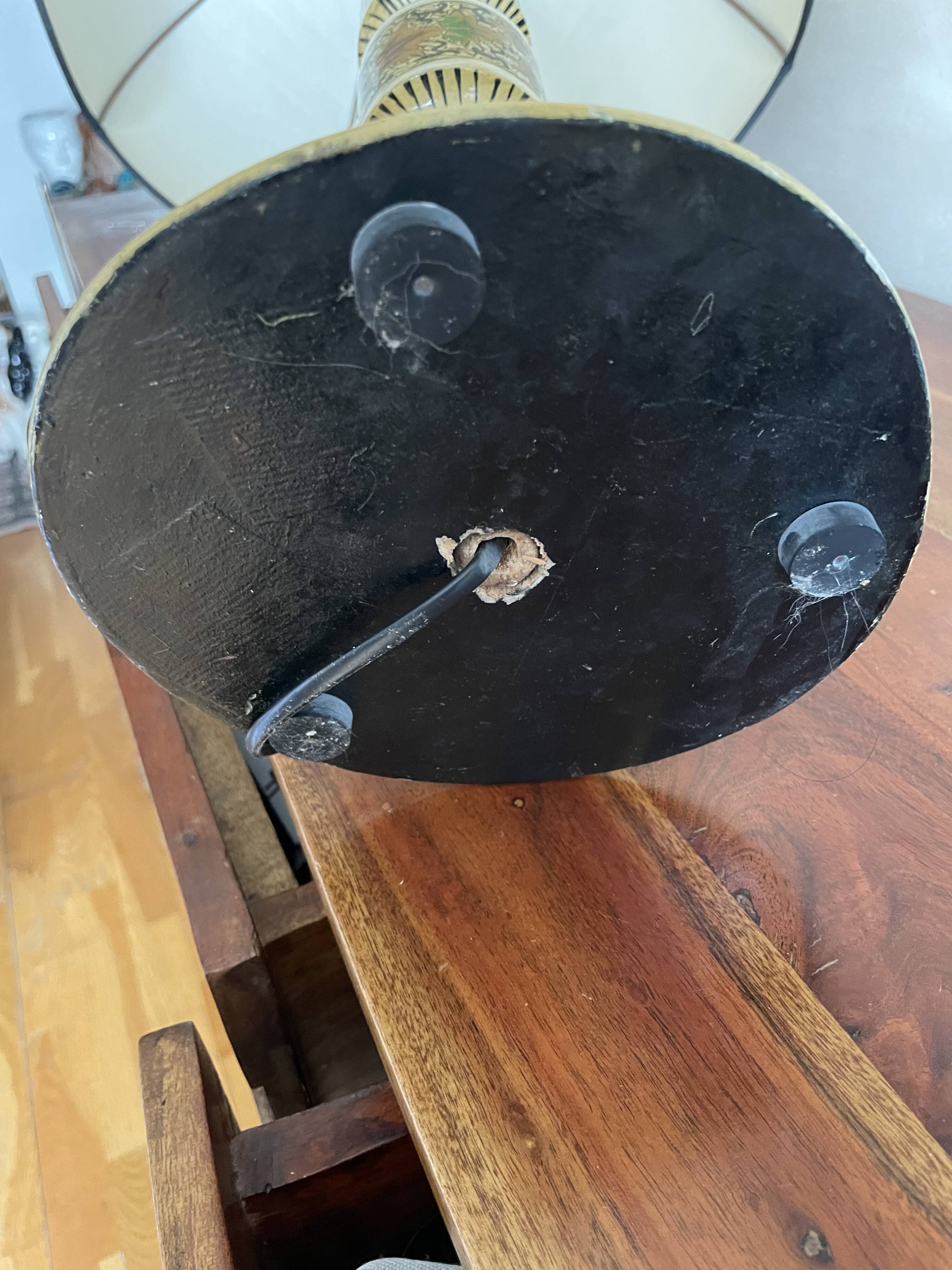 Large painted wooden lamp