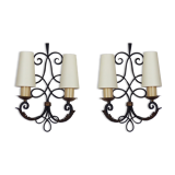 Pair of Wrought Iron Art Deco wall lamps