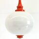 Space Age pendant lamp with milk glass ball and orange accents