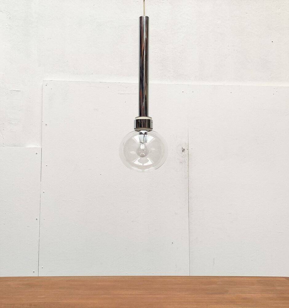 Vintage Space Age Suspension in Chrome and Glass by Motoko Ishii for Staff, 1970s