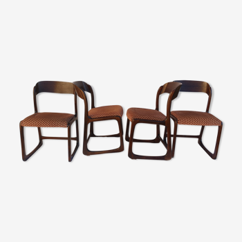 Serie de 4 chaises Baumann modèle traineau