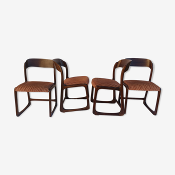 Series of 4 Baumann chairs, sleigh model