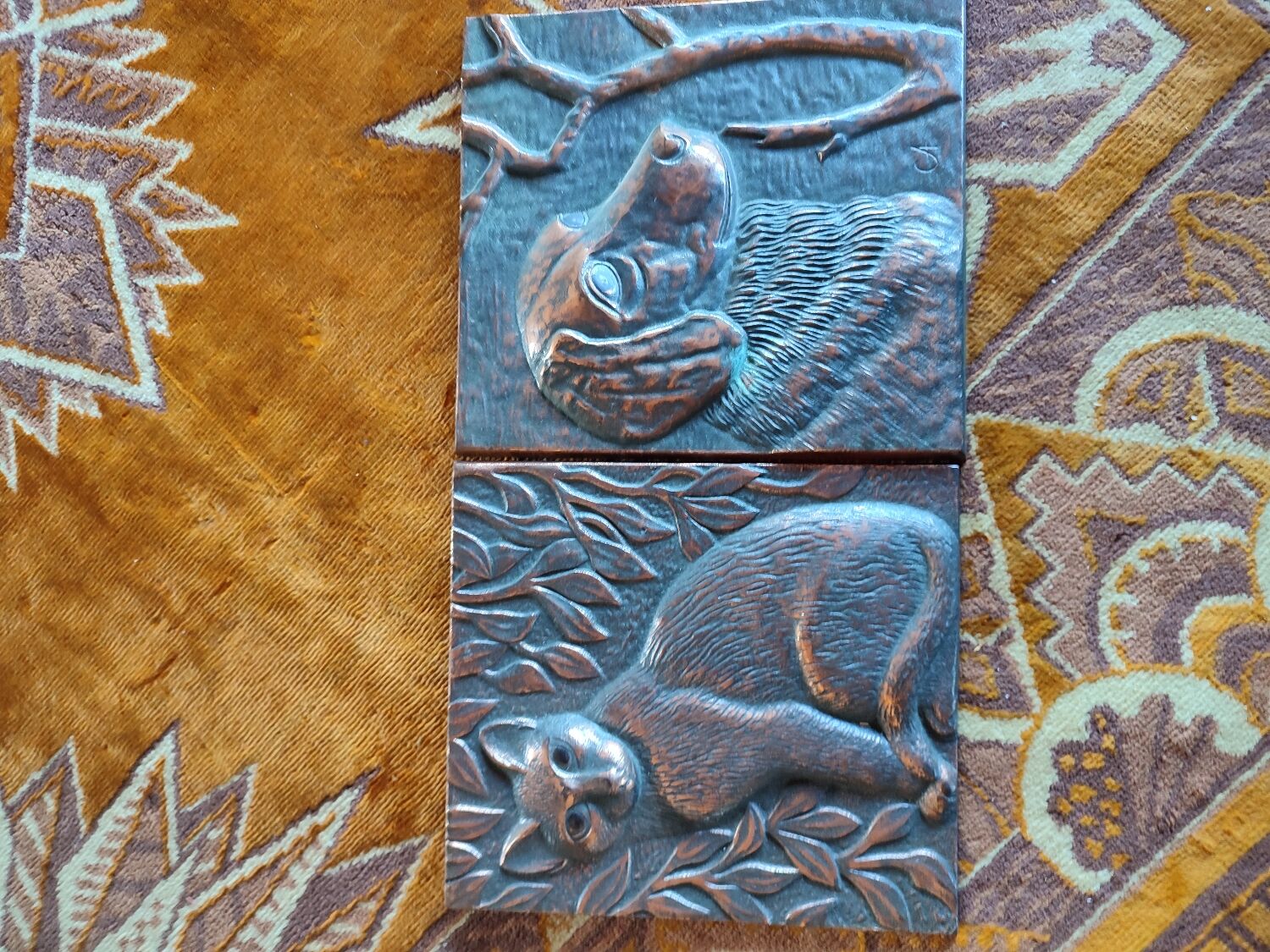 Plaques chat et chien bronze